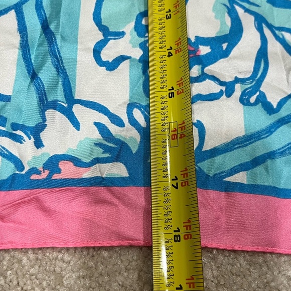 Lilly Pulitzer Vibrant Pink and Blue Handkerchief or Scarf - Picture 4 of 6